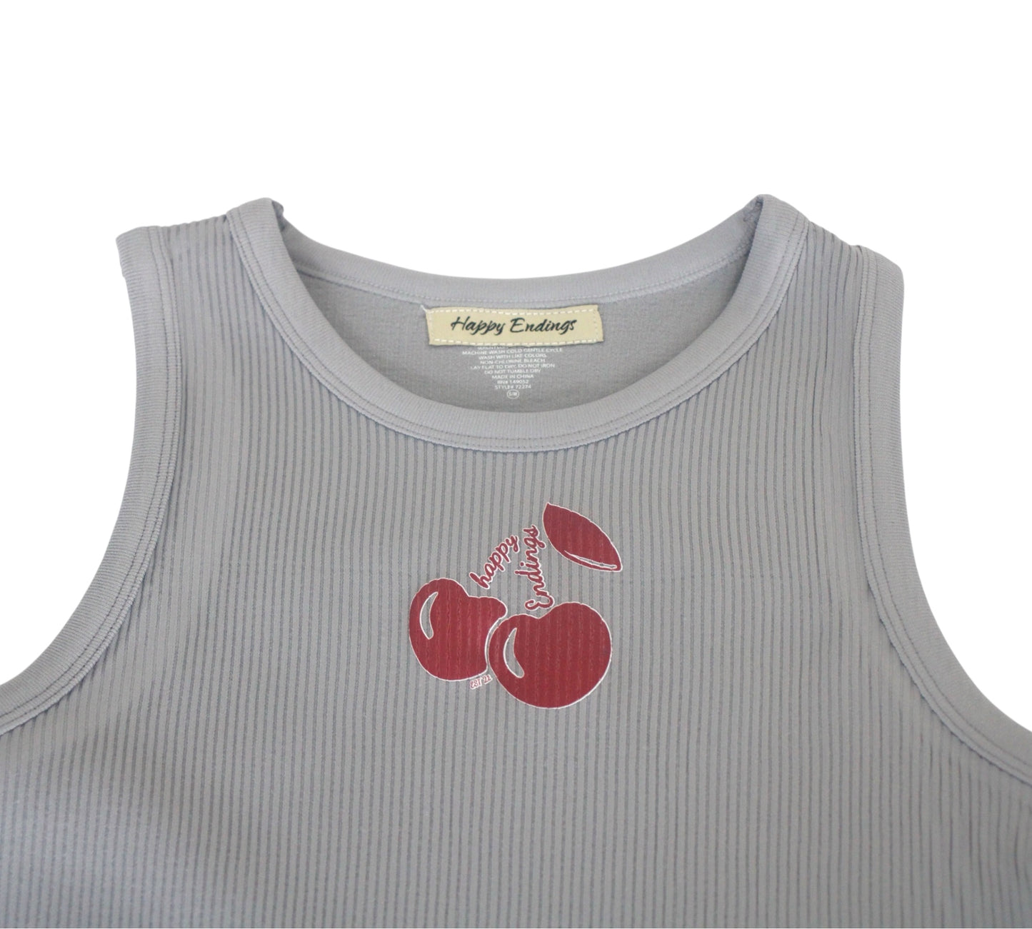 CHERRY CROP TANK TOP GRY