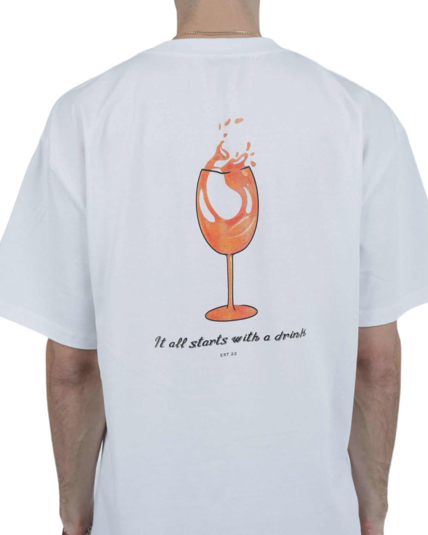 IT ALL STARTS WITH A DRINK TEE WHT