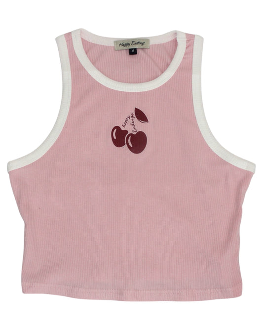 CHERRY TWO TONE TANK TOP PNK