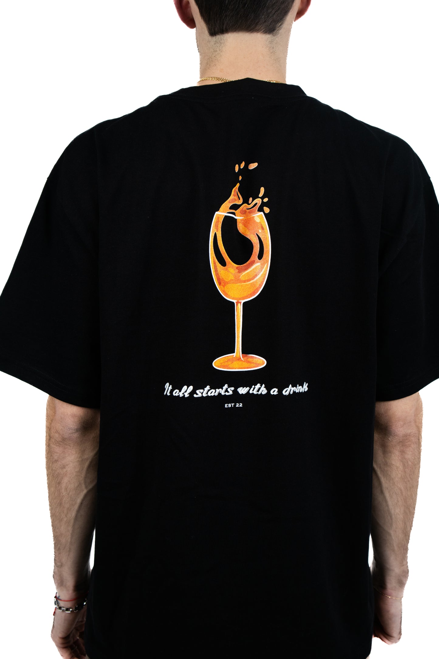 IT ALL STARTS WITH A DRINK TEE BLK