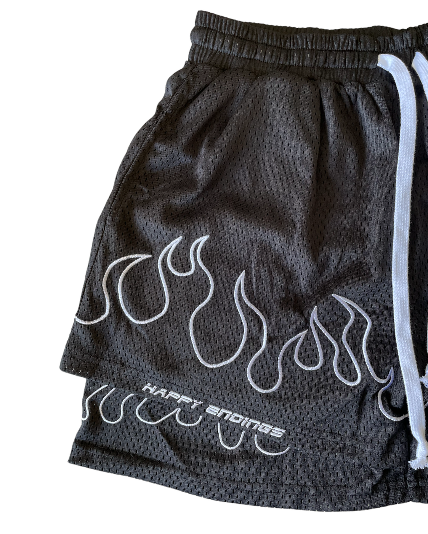 BLACK FLAME MESH SHORTS